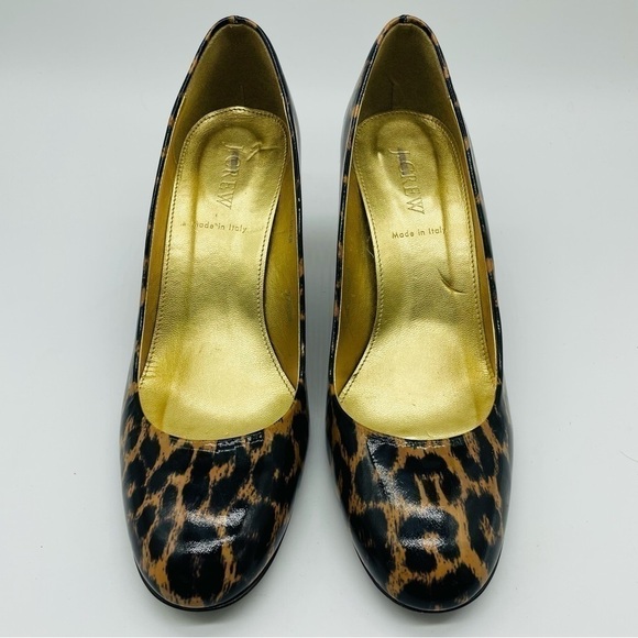 J.Crew Made in Italy Leopard Print Patent Leather Pump Heels, Sz 8 - Picture 2 of 12